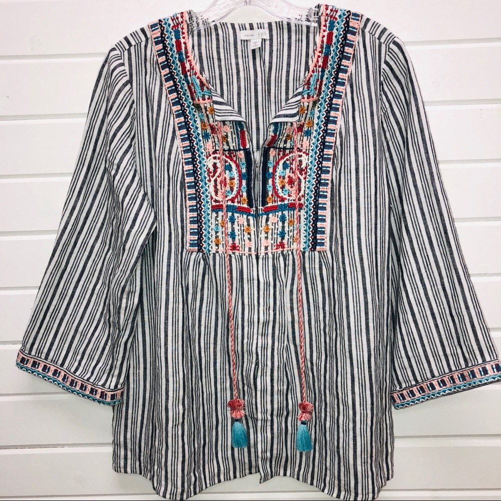 J. Jill Linen Embroidered Top